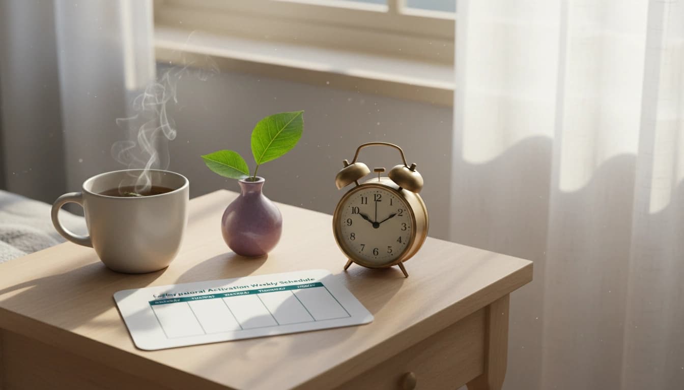 Depression therapy worksheets with behavioural activation schedule