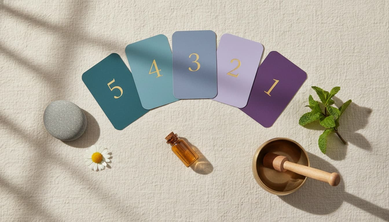 Grounding technique cards for anxiety and panic with sensory exercises