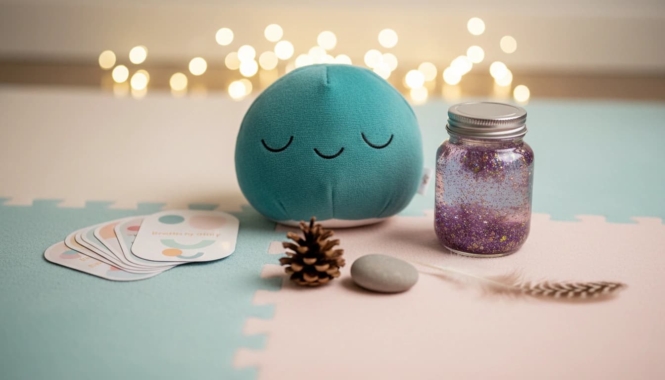 Child-friendly mindfulness activity cards with playful illustrations