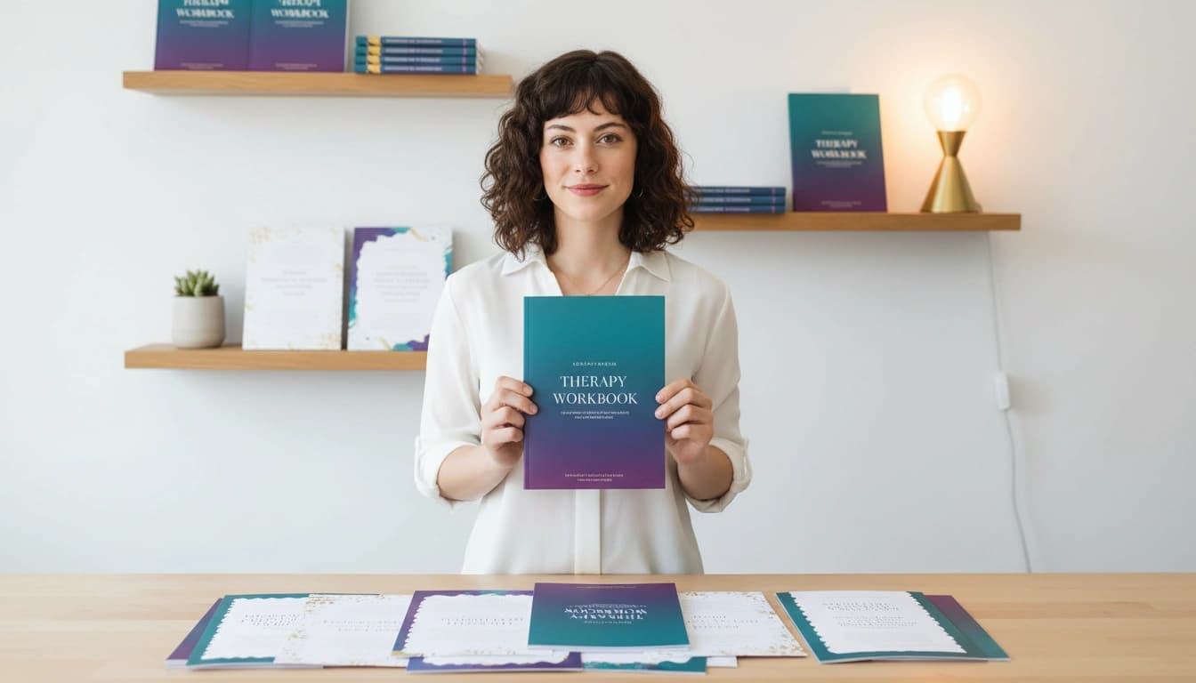 Clara Ellington with her therapeutic worksheet products